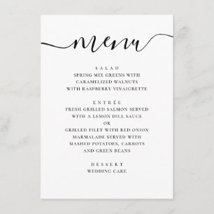 Menu Casamento Clássico Elegante   Rótulo Moderno Minim