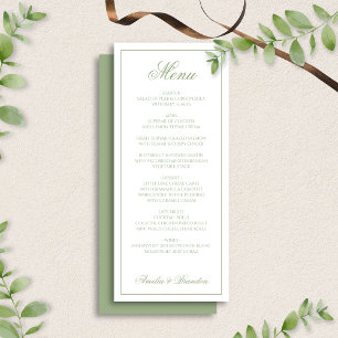 Menu Casamento Clássico em Verde Sage e Branco com Bord