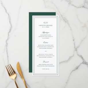 Menu Casamento Clássico Esmeralda Verde Elegante