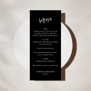 Menu Casamento Clássico Formal Negro Minimalista