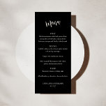 Menu Casamento Clássico Formal Negro Minimalista<br><div class="desc">Menu Personalizável de Casamento Negro Sólido Clássico</div>