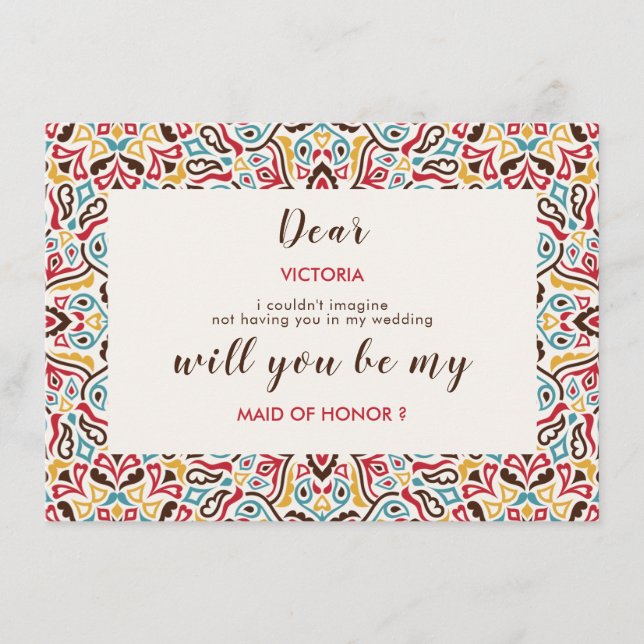 Menu Casamento Clássico Geométrico de Mandala (Frente)