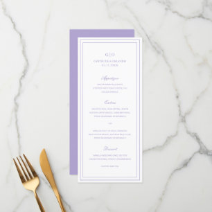 Menu Casamento Clássico Lilás Elegante
