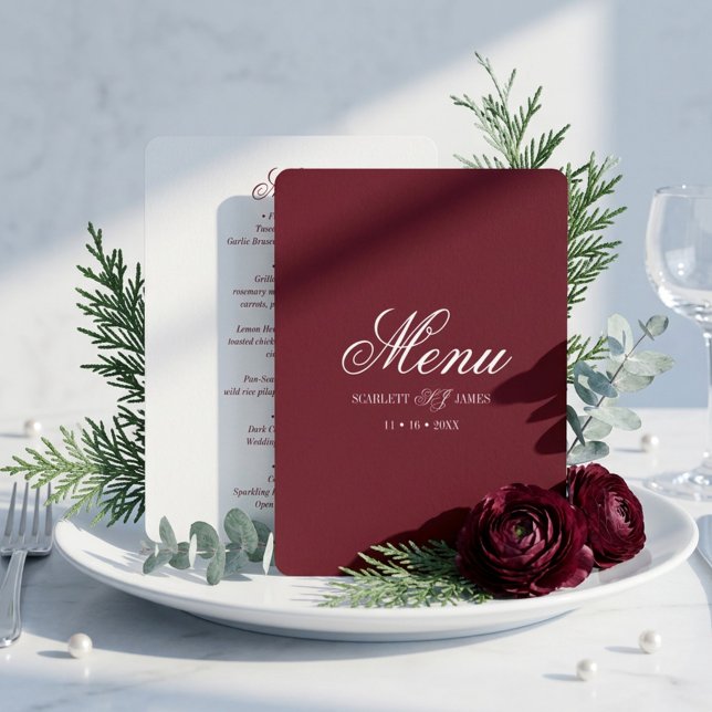Menu Casamento Clássico Moderno com Monograma de Casal  (Criador carregado)