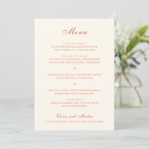 Menu Casamento Clássico Moderno em Terracota Elegante