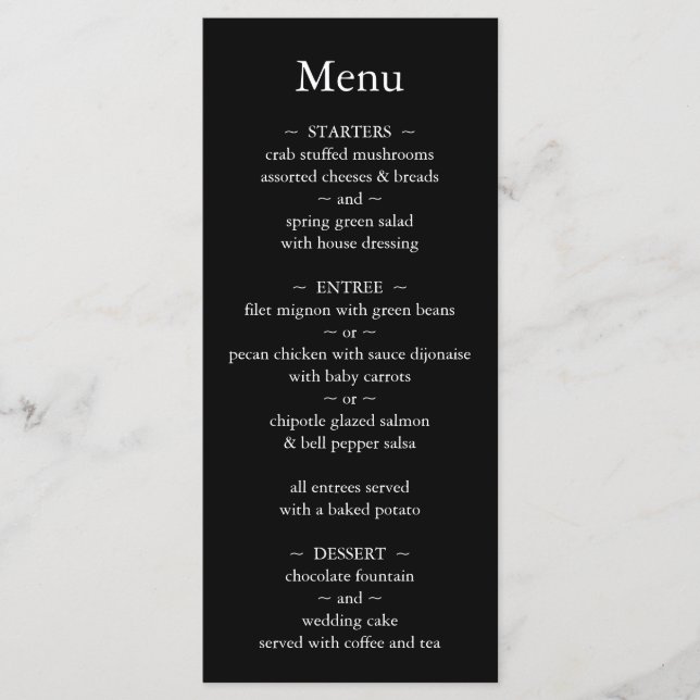 Menu Casamento Clássico Monograma Preto e Branco (Frente)