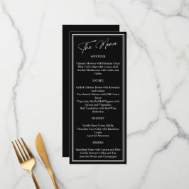 Menu Casamento Clássico Negro e Branco Moderno