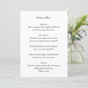 Menu Casamento Clássico Preto e Branco Atemporal