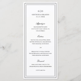 Menu Casamento Clássico Preto e Branco Elegante