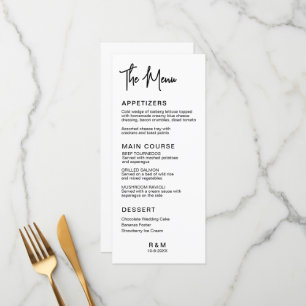Menu Casamento Clássico Preto e Branco Elegante