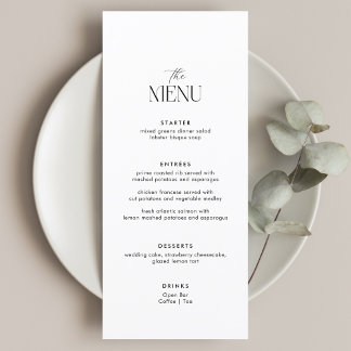 Menu Casamento Clássico Preto e Branco Old Money