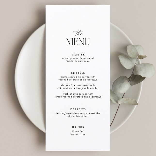 Menu Casamento Clássico Preto e Branco Old Money (Criador carregado)