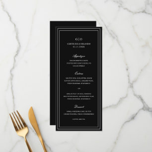 Menu Casamento Clássico Preto Elegante