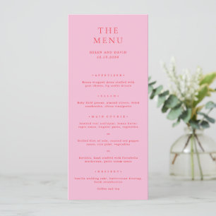 Menu Casamento Clássico Rosa e Vermelho Elegante