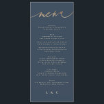 Menu Casamento Clássico Simples Azul-Marinho Dourado<br><div class="desc">*NÃO REAL FOIL* ***este design é parte de uma coleção correspondente*** ______________________ este modelo é totalmente editável / personalizável por você o cliente - clique em personalizar outro botão se você quiser mover, adicionar, excluir ou fazer alterações significativas ao design ________________________ *se tiver perguntas sobre DESIGN ou necessitar de mais...</div>