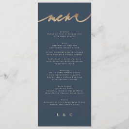 Menu Casamento Clássico Simples Azul-Marinho Dourado