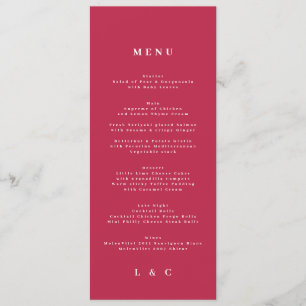 Menu Casamento Clássico Vermelho Magenta Escuro Elegant