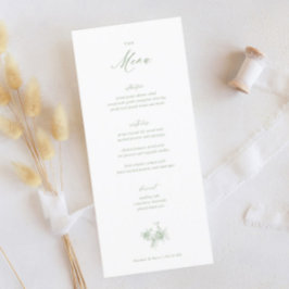 Menu Casamento Clássico Vitoriano Sage Green Toile