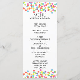 Menu Casamento Colorido de Confetti Rainbow
