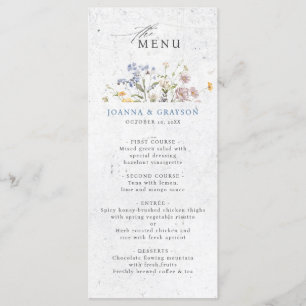 Menu Casamento Colorido de Prados de Primavera Wildflow