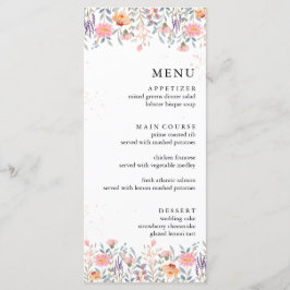 Menu Casamento Colorido de Primavera Wildflower