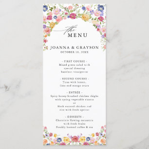 Menu Casamento Colorido de Primavera Wildflower Meadow 