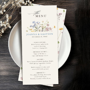 Menu Casamento Colorido de Primavera Wildflower Meadow