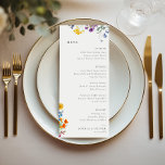 Menu Casamento Colorido de Vintage<br><div class="desc">Apresentando nosso belo cartão de cardápio de casamento com um design de flor silvestre colorida minimalista! O belo design de flor silvestre adiciona um toque de elegância e capricho ao seu dia especial, enquanto o estilo minimalista mantém o foco no seu delicioso menu. O design apresenta uma variedade de flores...</div>