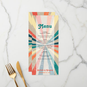 Menu Casamento Colorido do Arco-Íris Sunburst