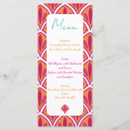 Menu Casamento Colorido do Ventilador Rosa e Laranja Br