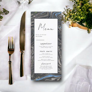 Menu Casamento com Abstrato de pintura de óleo de Cinza