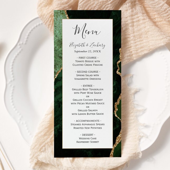 Menu Casamento com Ágata Dourada em Verde Caçador Moder (Criador carregado)