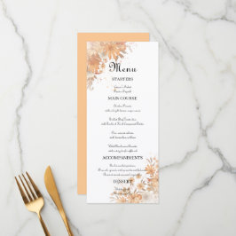 Menu Casamento com Aquarela Floral Rústica de Outono