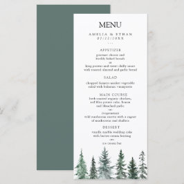 Menu Casamento com Aquarela Florestal de Inverno