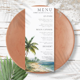 Menu Casamento com Aquarela Moderna na Praia de Palm Be