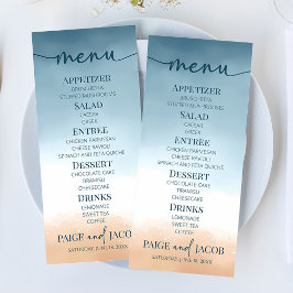 Menu Casamento com areia de praia do Oceano Azul Elegan