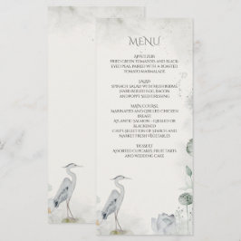 Menu Casamento com aves aquáticas brancas etéreas
