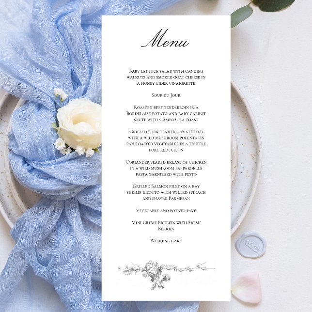 Menu Casamento com Bordadura de Rosa Clássica Francesa  (Criador carregado)