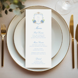 Menu Casamento com Brasão Monograma Costeiro