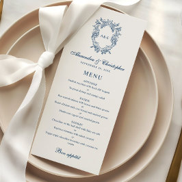 Menu Casamento com Brasão Monograma no Estilo Regência 