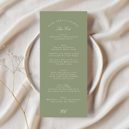 Menu Casamento com Caligrafia Verde de Sage Tradicional