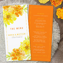 Menu Casamento com cor de laranja amarela Marigold