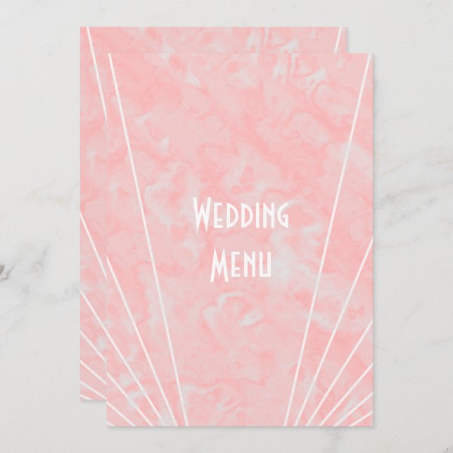 Menu Casamento com Design de Arte Marble Rosa (Frente/Verso)
