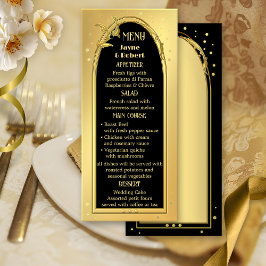 Menu Casamento com Estilo de Deco Preto Dourado Chic
