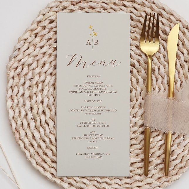 Menu Casamento com Flor Silvestre Neutra (Criador carregado)