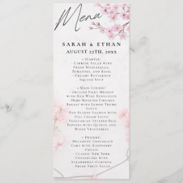 Menu Casamento com flores cor-de-rosa com flores de cer