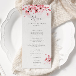 Menu Casamento com Flores de Cereja Rosa Floral
