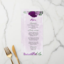 Menu Casamento com flores roxas