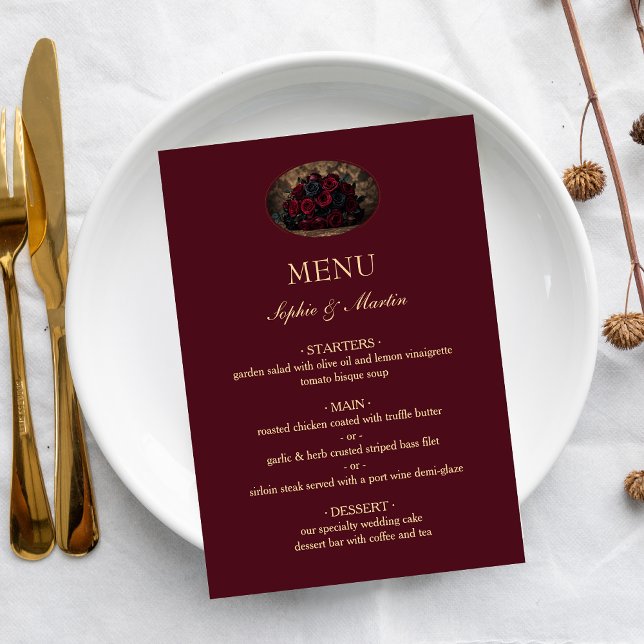 Menu Casamento com Foto Personalizada de Romance Gótico (Criador carregado)