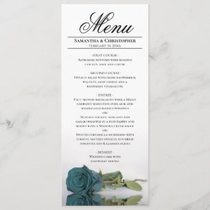 Menu Casamento com Fundo Branco Rosa Turquesa Azul Eleg